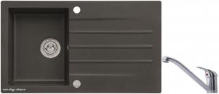 Alveus SET dřez Cortina 130 - 91 black + baterie Riviera X - chrom
