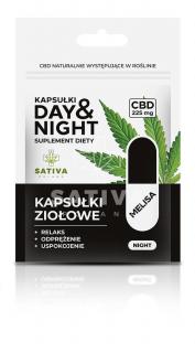 CBD bylinné kapsle DAY &amp; NIGHT - NOC 45 kapslí 225 mg CBD Sativa Poland