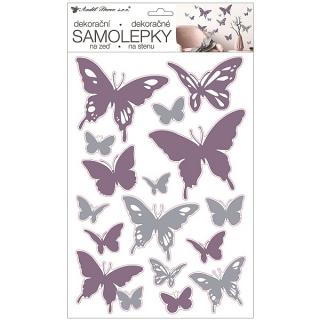 Anděl Samolepky na zeď motýlci fialoví 42 x 25 cm