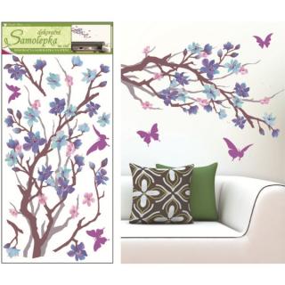 Anděl Samolepky na zeď purpurovo-fialová větvička 60 x 32 cm