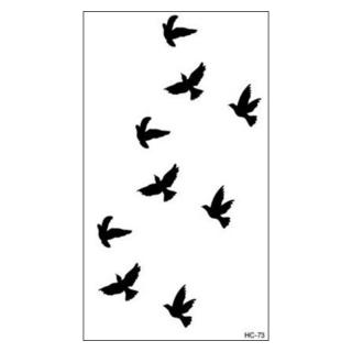 Rocolo Design Tetovací obtisky černé Ptáci 10,5 x 6 cm