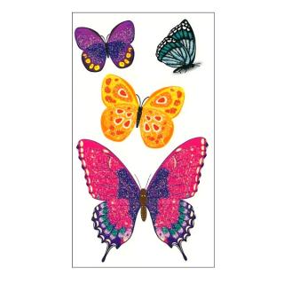 Tetování barevné pro děti s glitry 6 x 10,5 cm motýli