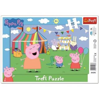 Trefl Puzzle deskové Prasátko Peppa v zábavním parku 15 dílků