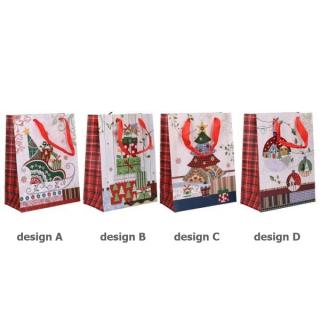 Wiky Dárková taška vánoční s glitry střední 18 x 23 x 10 cm