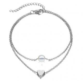 Dámský náramek na nohu Silver Pearl