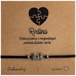 Dárková karta rodina s náramkem - chlapeček - černý (Rodinný náramek - chlapeček)