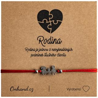 Dárková karta rodina s náramkem - chlapeček - červený (Rodinný náramek - chlapeček)
