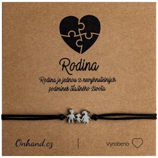 Dárková karta rodina s náramkem - holčička - černý (Rodinný náramek - holčička)