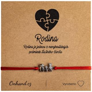 Dárková karta rodina s náramkem - holčička - červený (Rodinný náramek - holčička)