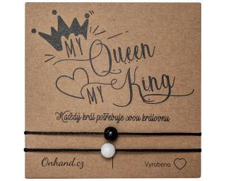 Dárková karta s náramky King Queen simple (Náramky pro zamilované )
