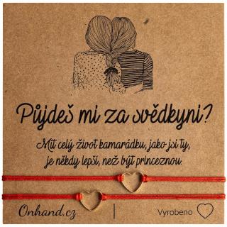 Dárková karta s náramky Půjdeš mi za svědkyni červené (Provázkové červené náramky - Půjdeš mi za svědkyni?)
