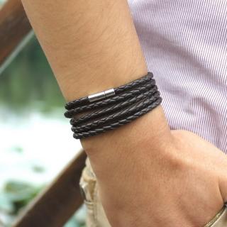 Kožený náramek LEATHER kávový
