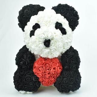 Medvídek panda z růží - 40 cm (Rosebear - panda medvídek se srdcem 40 cm)