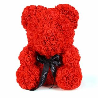 Medvídek z růží - rudý Rose Bear z růží 40 cm (Rosebear - medvídek z růží)