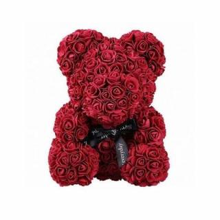 Medvídek z růží - vínový Rose Bear z růží 40 cm (Rosebear - medvídek z růží)