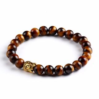 Náramek BUDDHA tygří oko ve zlaté barvě