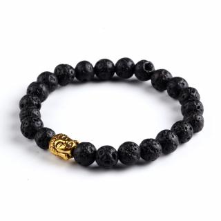 Náramek BUDDHA z lávových kamenů ve zlaté barvě