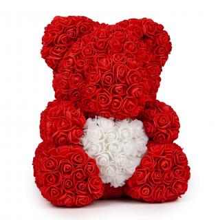 Rose Bear - rudý medvídek z růží se srdíčkem 25 cm (Rosebear - medvídek z růží)