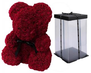 Rose Bear - vínový medvídek z růží 40 cm v dárkovém balení (Rosebear - medvídek z růží)