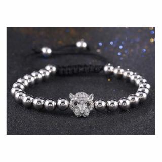 Shamballa náramek LEOPARD ve stříbrné barvě