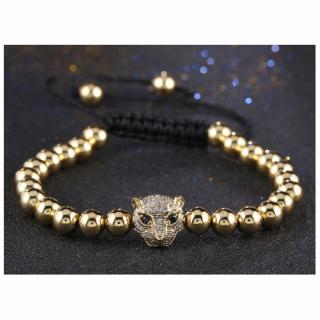 Shamballa náramek LEOPARD ve zlaté barvě
