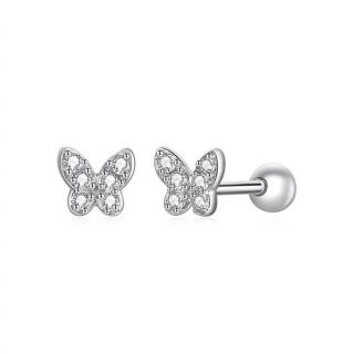 Stříbrné náušnice motýl - stříbro 925/1000 (Náušnice motýl - pecky)