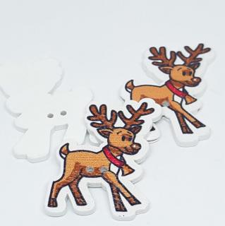 Dřevěný knoflík vánoční 35 x 30 mm sob sobík jelínek Rudolf