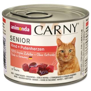 ANIMONDA Carny Senior konzerva pro kočky hovězí a krůtí srdce 200g