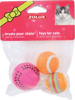 Hračka kočka sada míčků 3ks 4cm oranžová Zolux