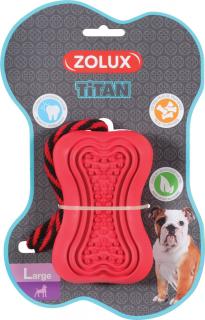Hračka pes TITAN gumová kost s lanem L červená Zolux