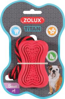Hračka pes TITAN gumová kost s lanem S červená Zolux