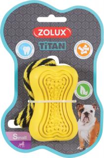 Hračka pes TITAN gumová kost s lanem S žlutá Zolux
