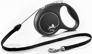 Vodítko FLEXI Black Design M lanko 5m/20kg stříbrné