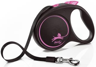 Vodítko FLEXI Black Design M páska 5m/25 kg růžové