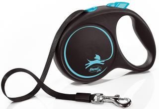 Vodítko FLEXI Black Design S páska 5m/15 kg světle modré