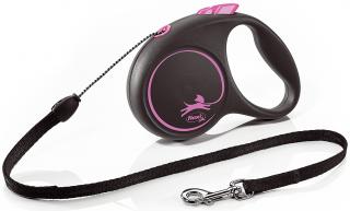 Vodítko FLEXI Black Design XS lanko 3m/8 kg růžové