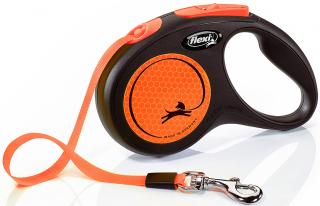 Vodítko FLEXI New Neon M páska 5m/25kg oranžové
