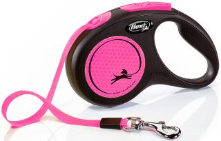 Vodítko FLEXI New Neon M páska 5m/25kg růžové