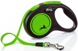 Vodítko FLEXI New Neon S páska 5m/15kg zelené