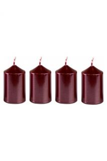Bony adventní svíčky 4 ks 40x65 mm Bordó Metalické