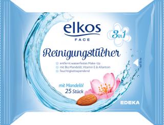 Elkos Face čistící pleťové ubrousky 3v1 25 ks (Německo)