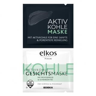 Elkos Face pleťová maska 2 ks Aktivní uhlí (Dovoz: Německo)