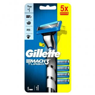 Gillette holicí strojek Mach3 Turbo + 5 náhradních hlavic