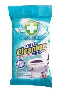 Green Shield čistící antibakteriální ubrousky na WC 40 ks Toilet Cleaning  (Dovoz: Velká Británie)