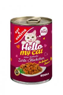 Gut &amp; Günstig Hello My Cat konzerva 415 g Hovězího maso v omáčce