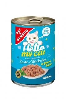 Gut &amp; Günstig Hello My Cat konzerva 415 g Losos v omáčce (Dovoz: Německo)
