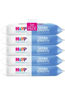 HiPP BabySanft čistící vlhčené ubrousky 5 x 48 ks Ultra Sensitiv (Dovoz: Německo)