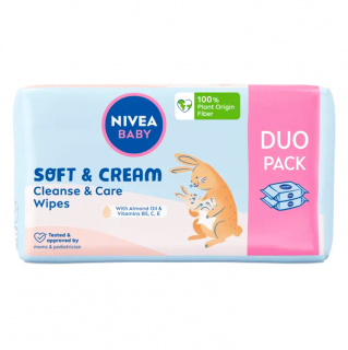 Nivea Baby čistící vlhčené ubrousky 2x57 ks Soft &amp; Cream