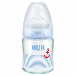 Nuk kojenecká skleněná láhev First Choice 0-6 m modrá (Dovoz: Německo)