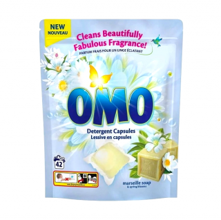 OMO gelové kapsle 42 ks Marseille Soap &amp; Spring Blooms 840 g (Dovoz: Anglie)